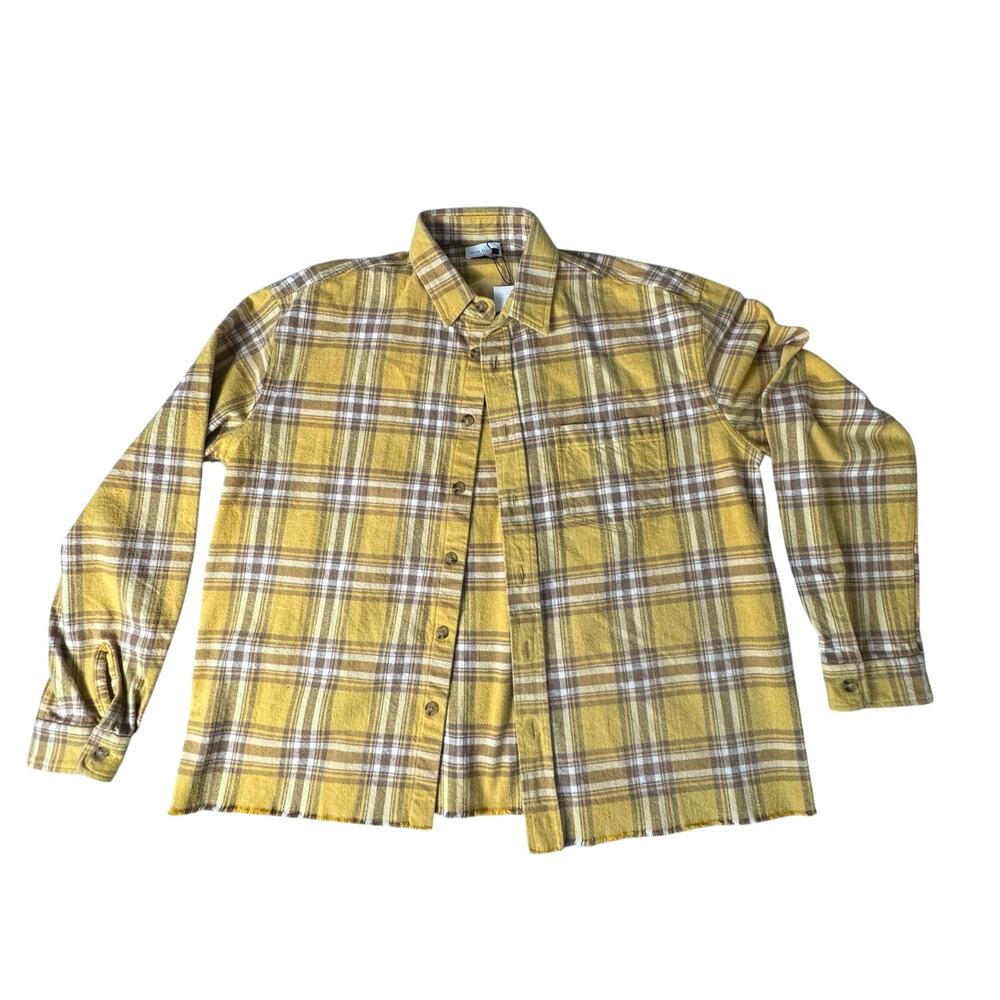 John Elliott Hemi Oversized Shirt Yellow Plaid Size 3 Large NWT